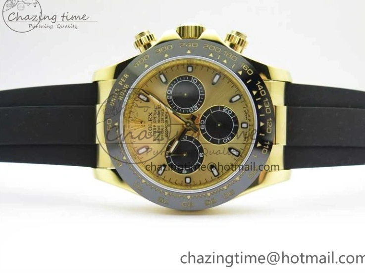 0501 Sporty Daytona 116518 KKF 1:1 Best Edition 904L Steel YG Black Dial on Rubber Strap A 2455